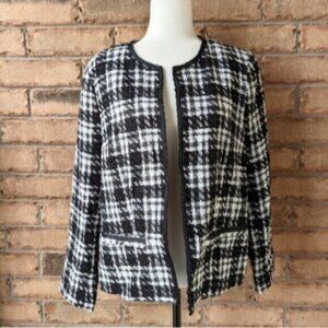 Tradition sparkly tweed plaid houndstooth blazer jacket
